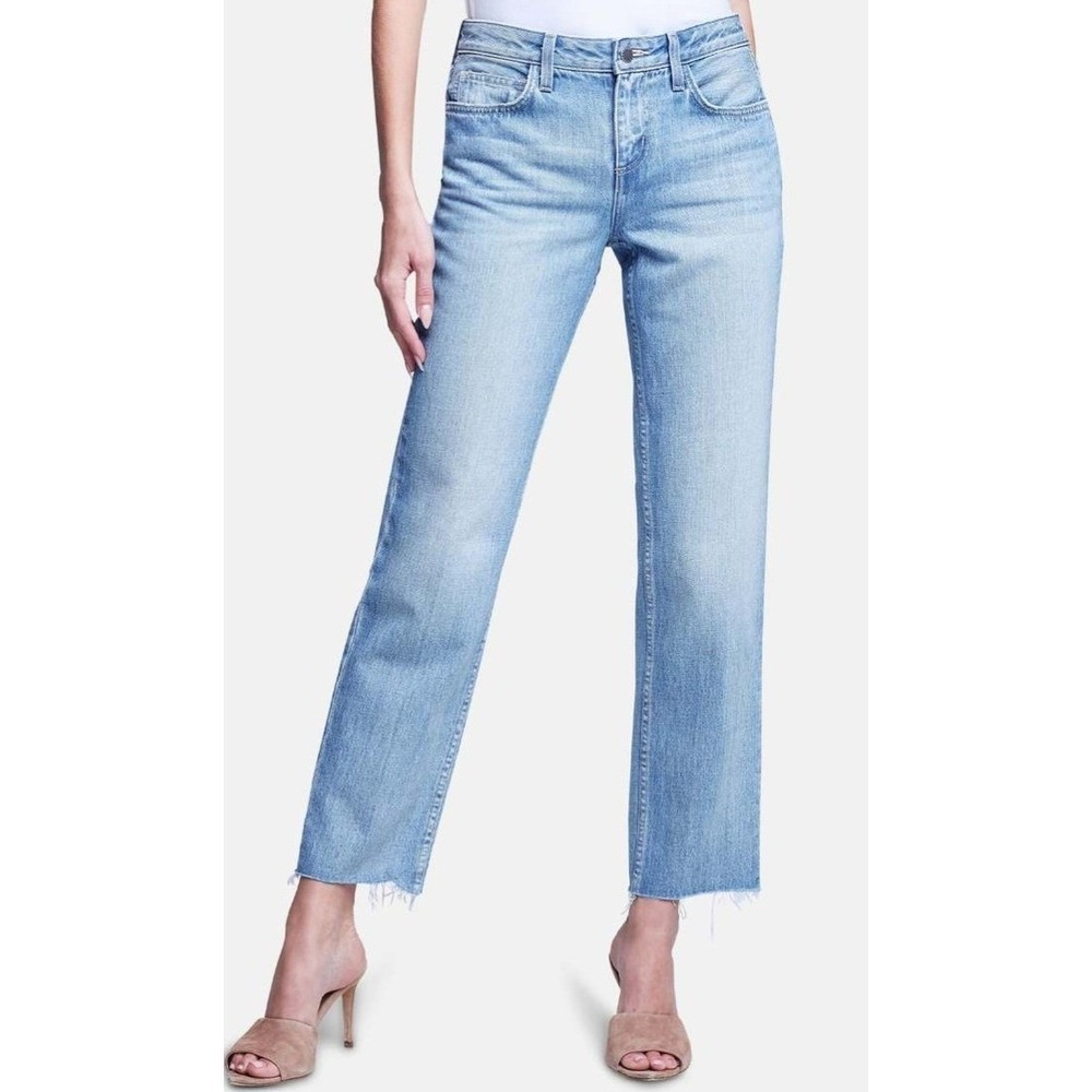 L'Agence Milana Jeans Womens 30 Low Rise Straight Raw Hem Light Wash NWT
